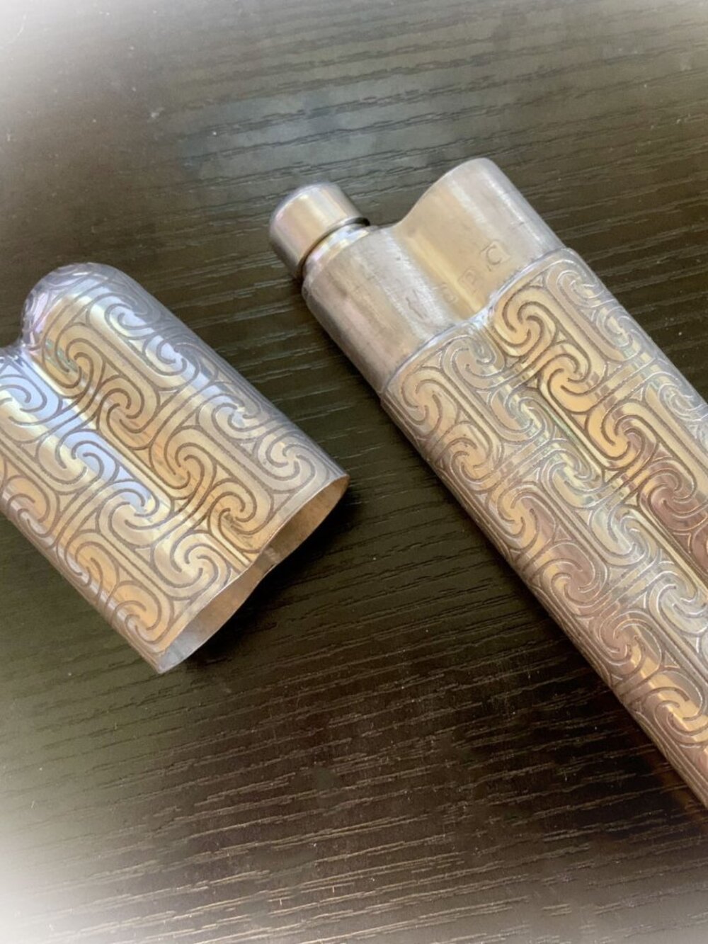 Antique Philip Ashberry & Sons Sheffield Silver Plate Cigar Holder Flask 1910s